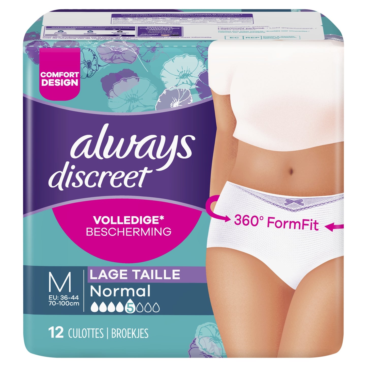 ALWAYS DISCREET Normal Urinary Leakage Panties Size M
