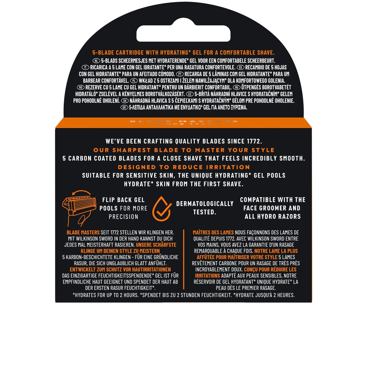 Lames de rasoir Pour Homme Face Groomer Hydrating Gel 5 Lames Carbon Coated Green Tea WILKINSON 