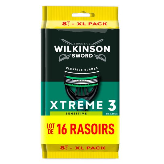 Xtreme 3 Disposable Razor for Men Sensitive Skin 3 Flexible Blades WILKINSON
