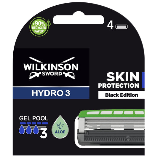 Lames de Rasoir pour Homme Hydro 3 Black Edition WILKINSON le lot de 4 lames