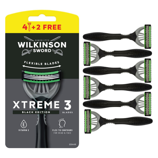 Rasoirs Jetables Xtreme 3 Black Edition Comfort pour Homme WILKINSON le lot de 6 rasoirs