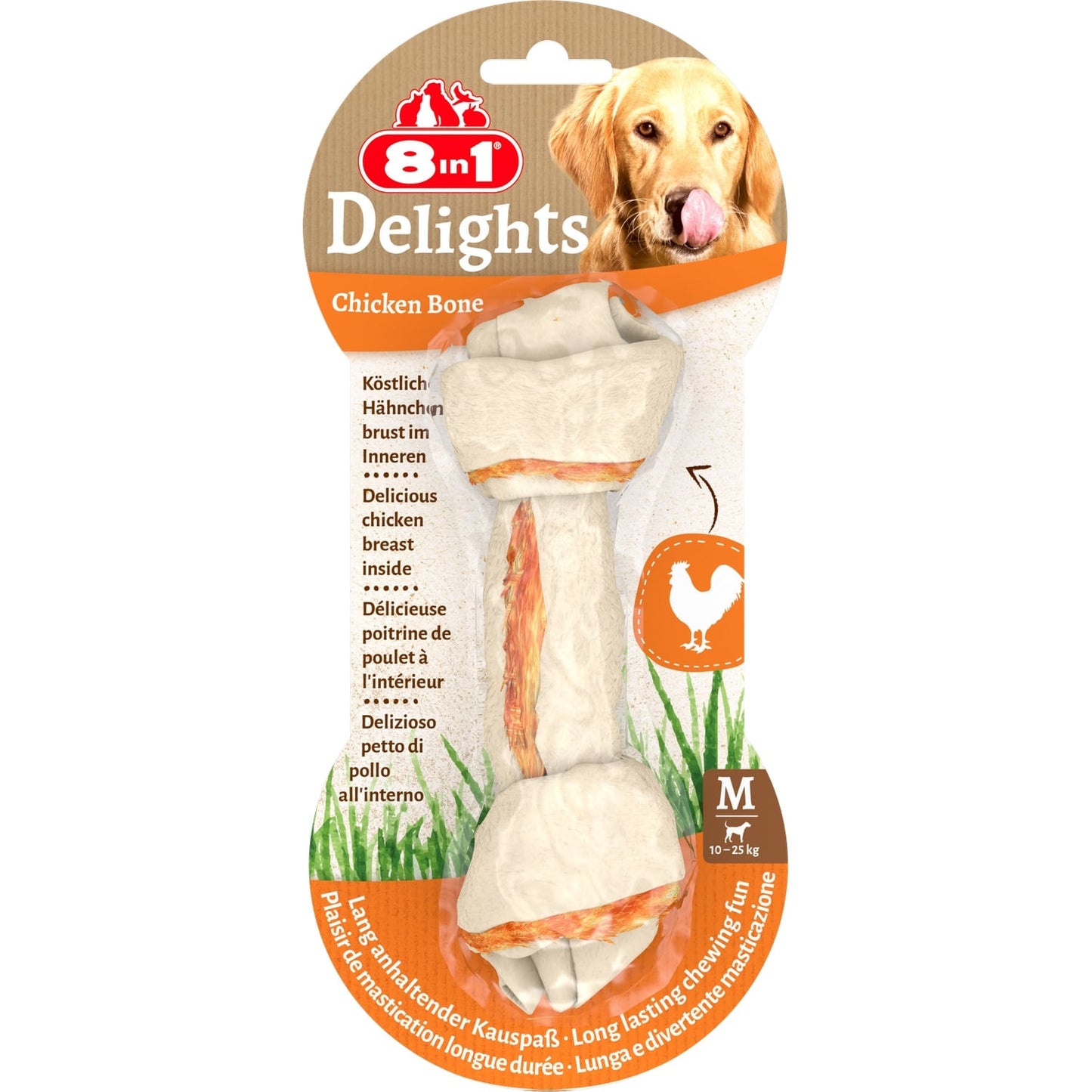Friandises à Mâcher pour Chien Médium +10kg Poulet Delights 8 IN 1 