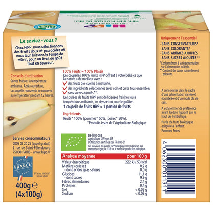 Compote Bébé Dès 4-6 Mois Pommes Poires Bio HIPP BIOLOGIQUE