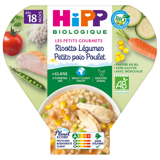 Baby Dish From 18 Months Risotto Vegetables Peas Organic Chicken HIPP BIOLOGIQUE