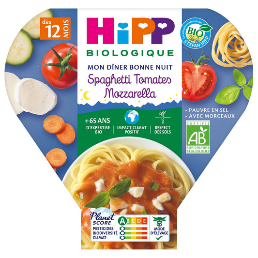 Plat Bébé Dès 12 Mois Spaghetti Tomates Mozzarella Bio HIPP BIOLOGIQUE
