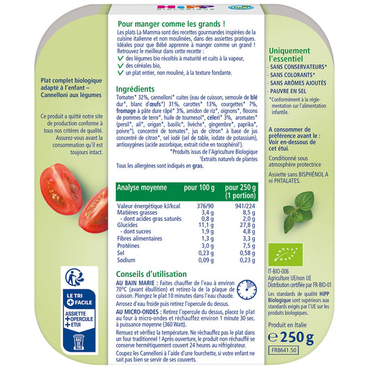 Baby Meal From 15 Months Organic Vegetable Cannelloni HIPP BIOLOGIQUE