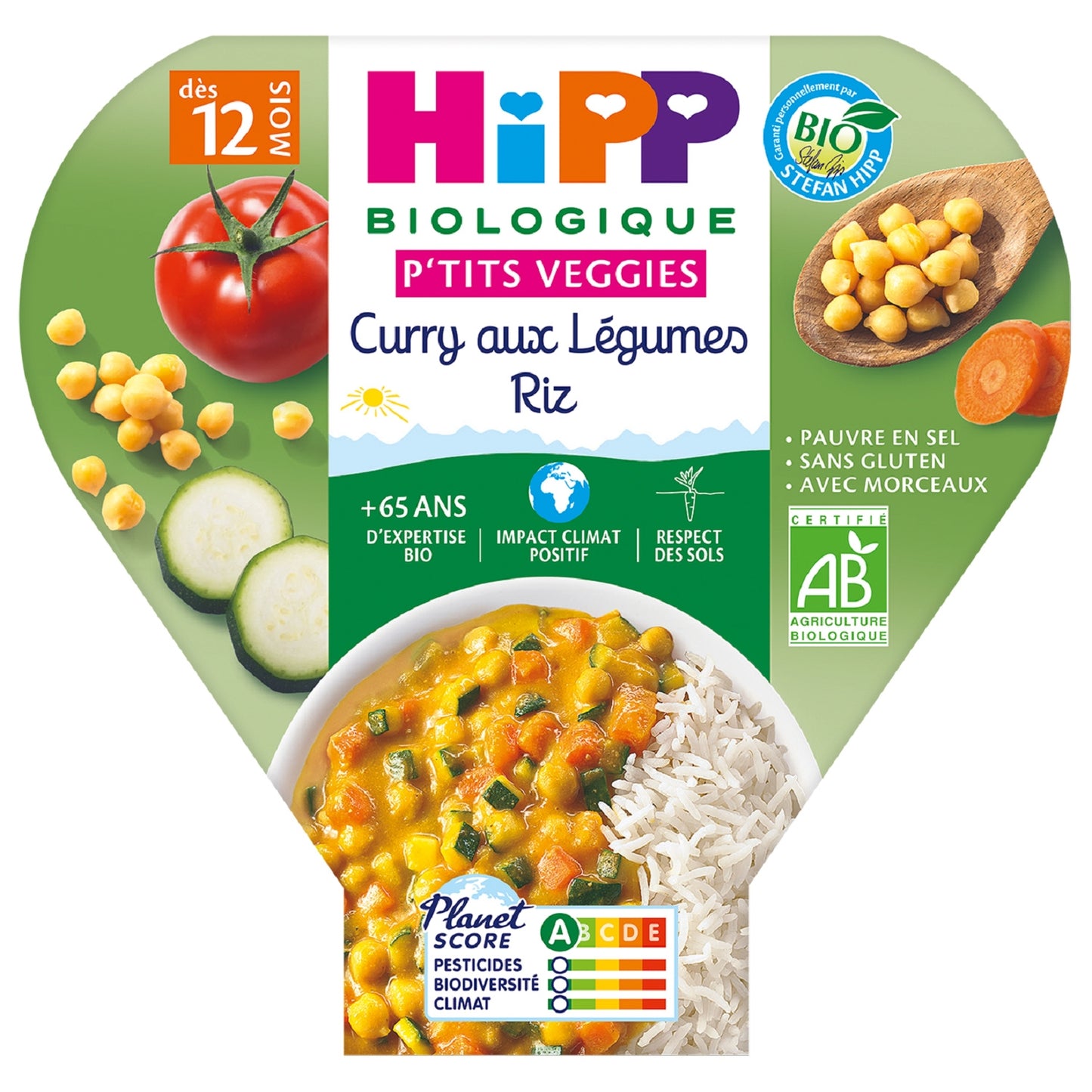 Plat Bébé Dès 12 Mois Curry aux Légumes Riz Bio HIPP BIOLOGIQUE