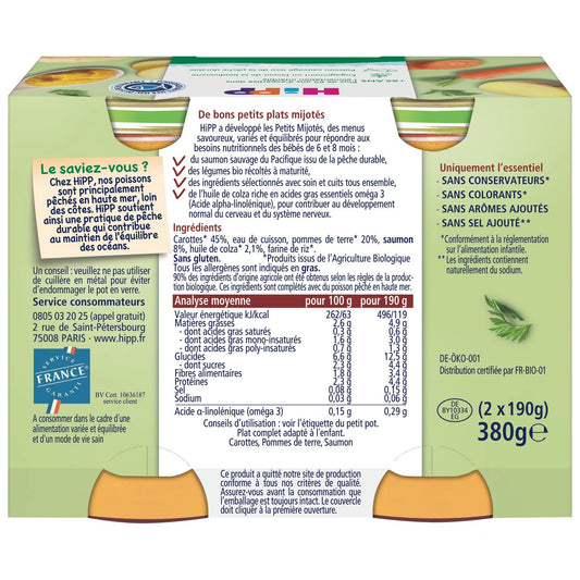 Plat Bébé Dès 6 Mois Jardinière de Légumes Saumon Petits Mijotés HIPP BIOLOGIQUE