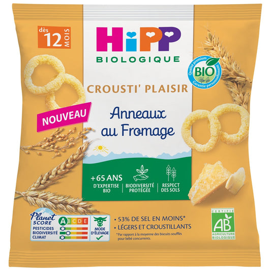 Biscuits Bébé Dès 12 Mois Saveur Fromage Bio Crousti' Plaisir HIPP BIOLOGIQUE le sachet de 25g
