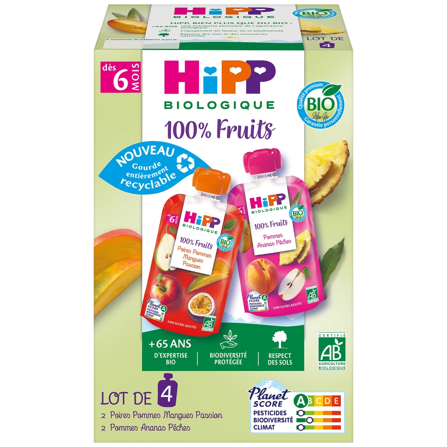 Compote bébé dès 6 mois Fruits Bio HIPP BIOLOGIQUE 