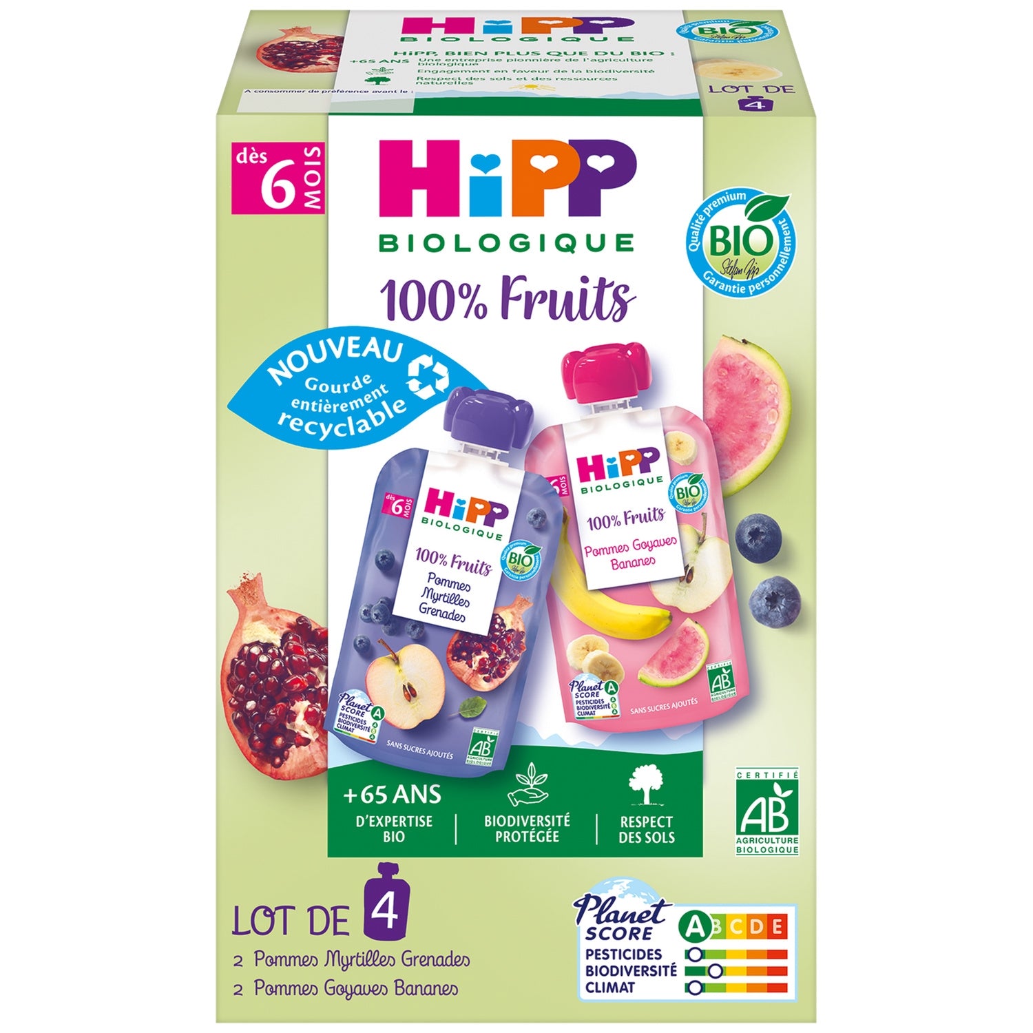 Compote bébé dès 6 mois Fruits Bio HIPP BIOLOGIQUE 