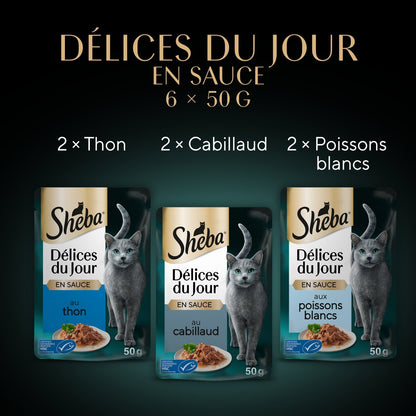 Pâtée pour Chat Adulte en Sauce Thon Cabillaud Délices du Jour SHEBA