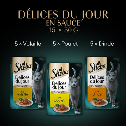 Pâtée pour Chat Adulte en Sauce au Poulet, à la Volaille & Dinde SHEBA