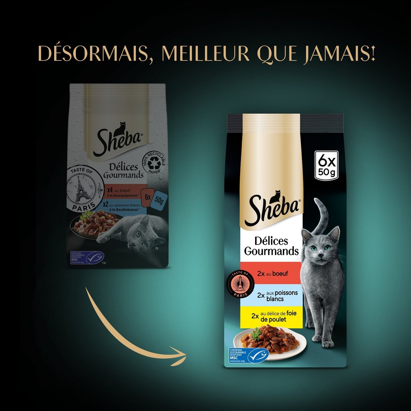 Pâtée pour Chat Adulte en Sauce Boeuf Poisson SHEBA