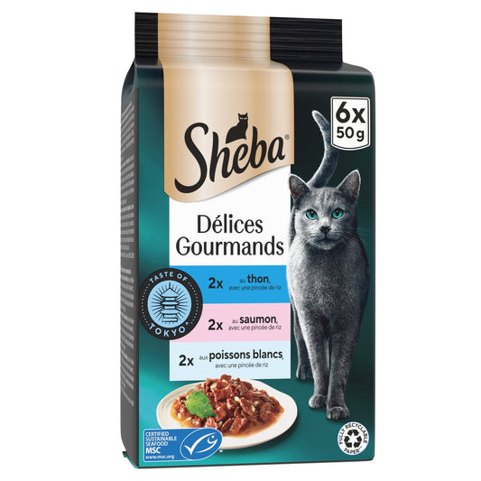 Pâtée pour Chat Adulte en Sauce Thon Saumon Délices Gourmands SHEBA