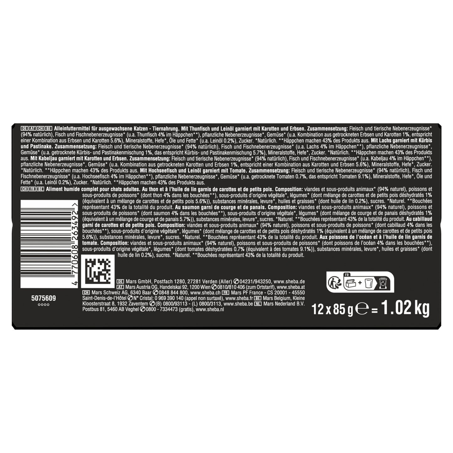 Pâtée pour Chat Adulte en Sauce Sélection Poissons Nature Collection SHEBA