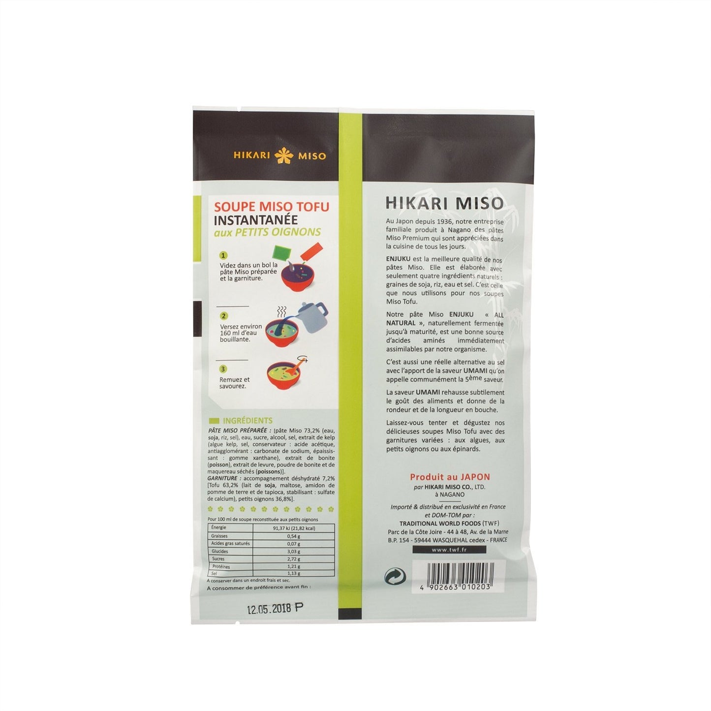 Soupe Miso Instantanée au Tofu et aux Oignons HIKARI MISO