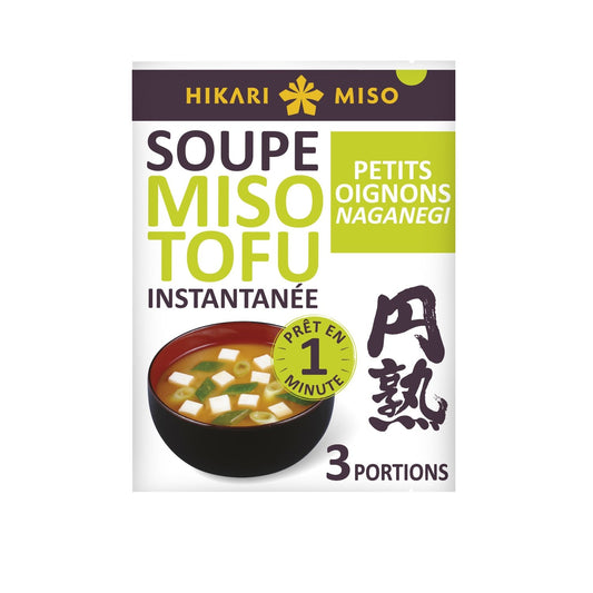 Soupe Miso Instantanée au Tofu et aux Oignons HIKARI MISO le sachet de 3 soupes (58,2g)