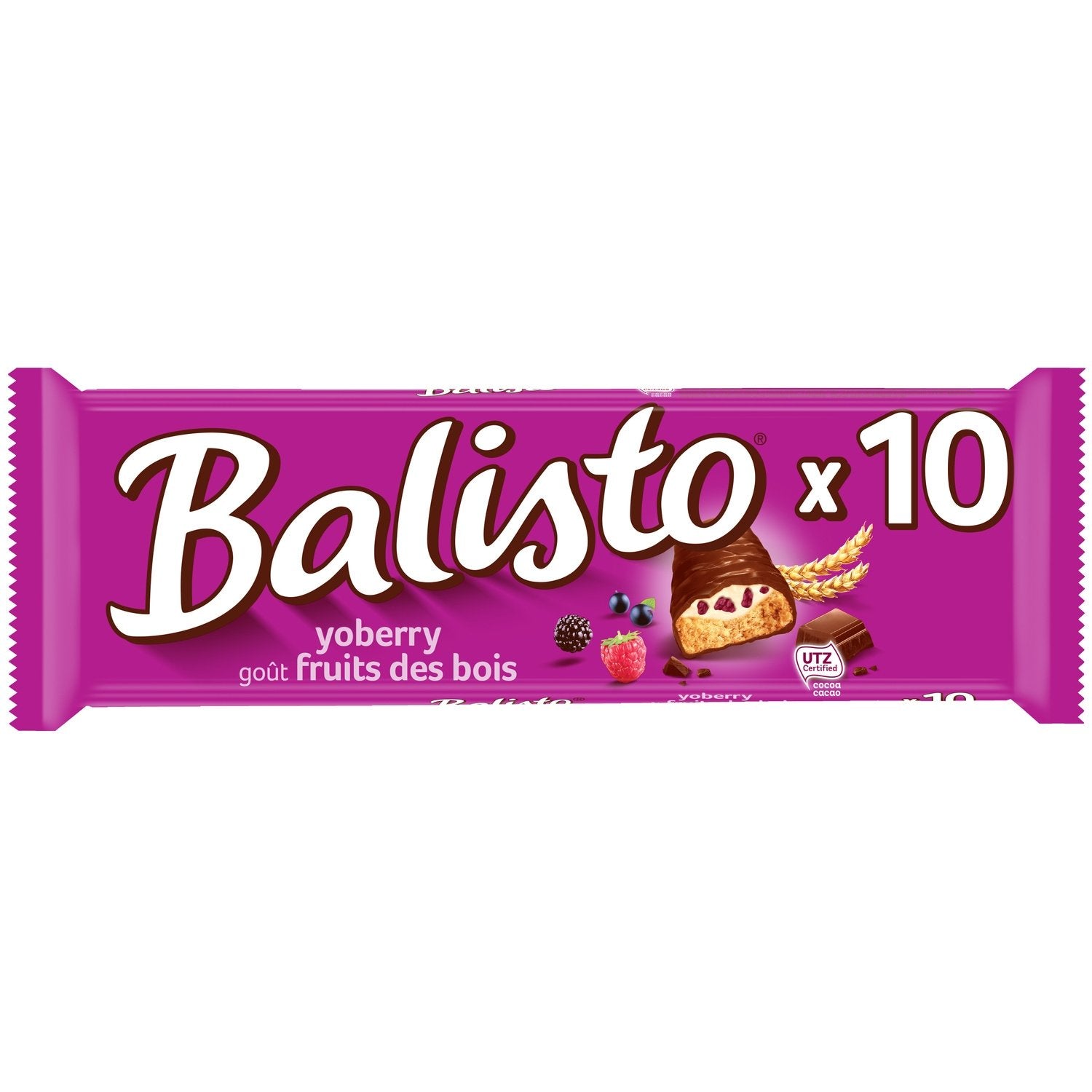 Barres Chocolatées Lait Fruits des Bois BALISTO les 10 barres de 18,5g