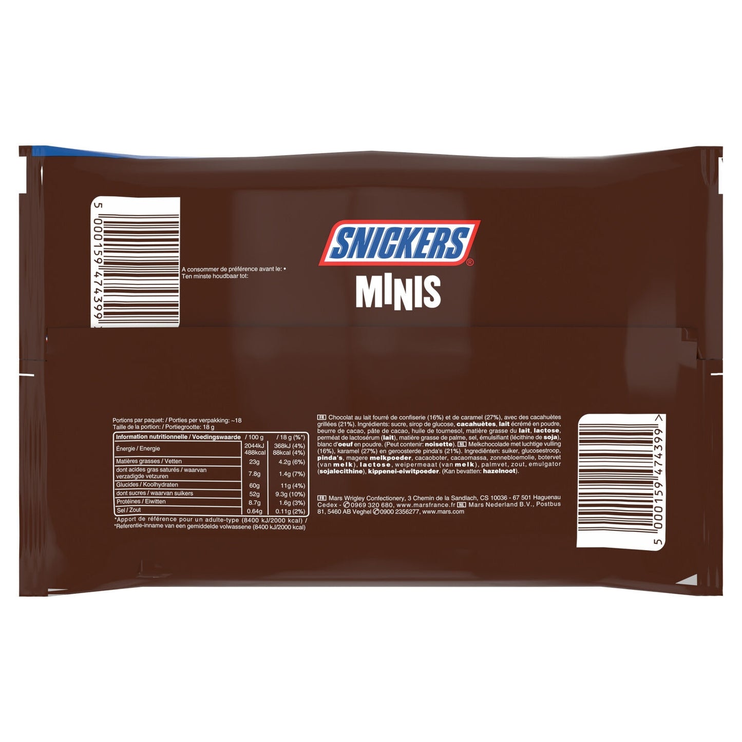 Barres Chocolatées Minis Fourrées Cacahuètes et Caramel SNICKERS