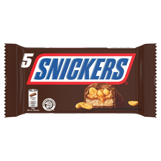 Barres Chocolatées Cacahuète Caramel SNICKERS les 5 barres de 50g