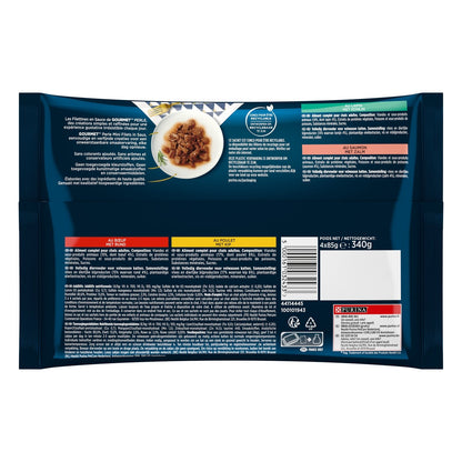 Pâtée pour Chat Adulte Mini Filets en Sauce Boeuf Poulet Lapin Saumon Perle GOURMET