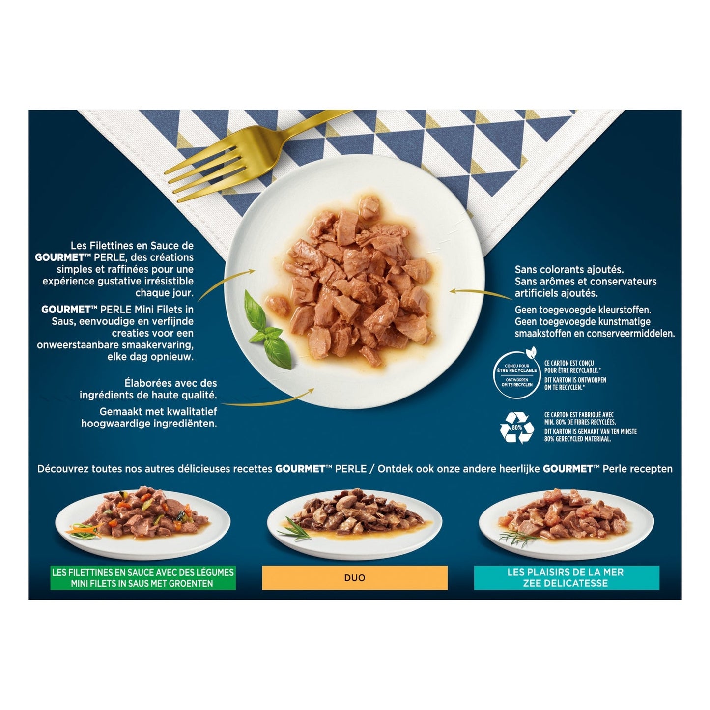 [ANTI-GASPILLAGE] Pâtée pour Chat Adulte Mini Filets en Sauce Dinde Canard Agneau Thon Perle GOURMET - Date de durabilité minimale : 05/2025