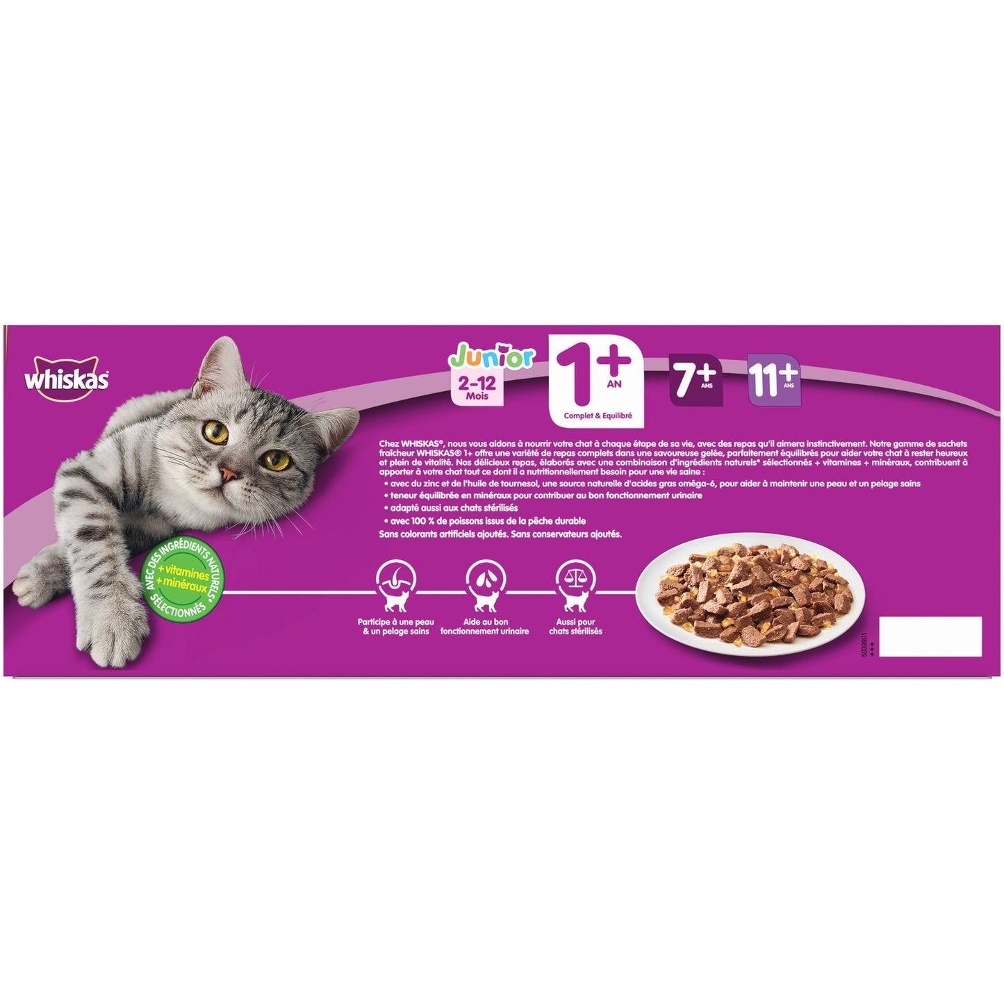 Pâtée pour Chat Adulte en Gelée Viande Poisson WHISKAS