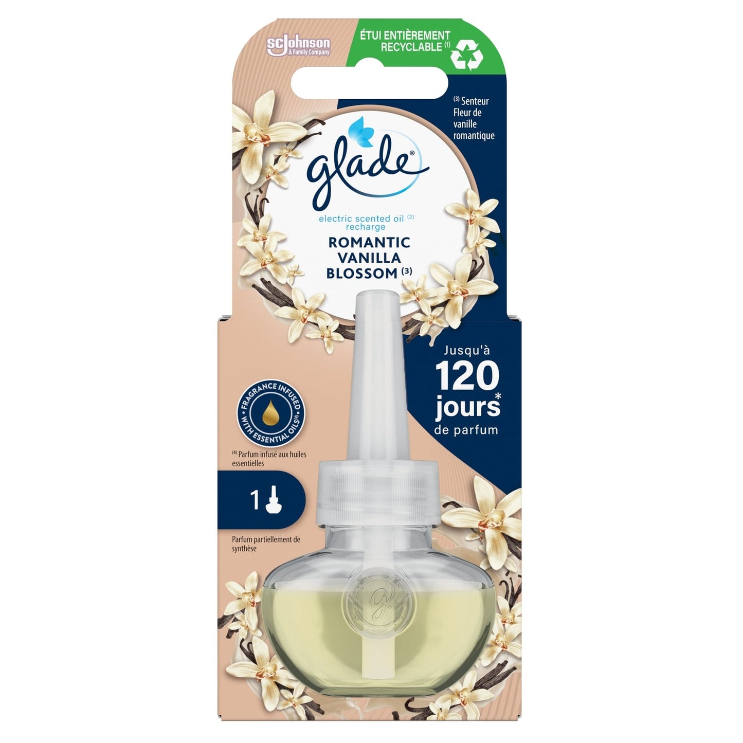 Désodorisant Recharge Fleur de vanille romantique Electric Scented Oil GLADE 
