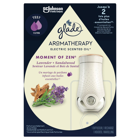 Lavender &amp; Sandalwood Air Freshener Moment Of Zen Electric Scented Oil Aromatherapy + Refill GLADE