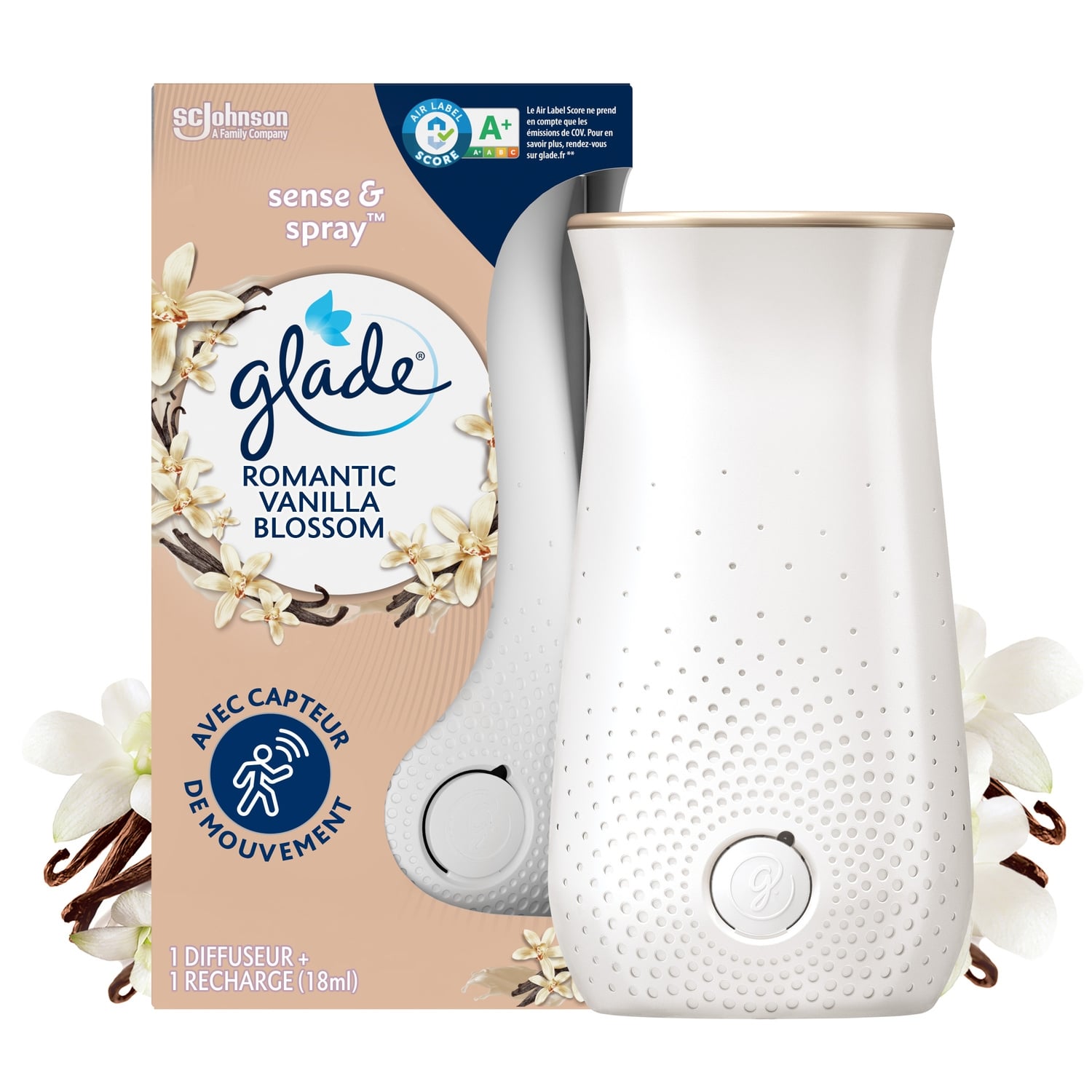 Désodorisant Diffuseur Automatique Romantic Vanilla Blossom Sense & Spray GLADE 