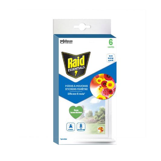 Anti-Mouches Stickers Pièges Fenêtre Sans Parfum RAID les 6 stickers