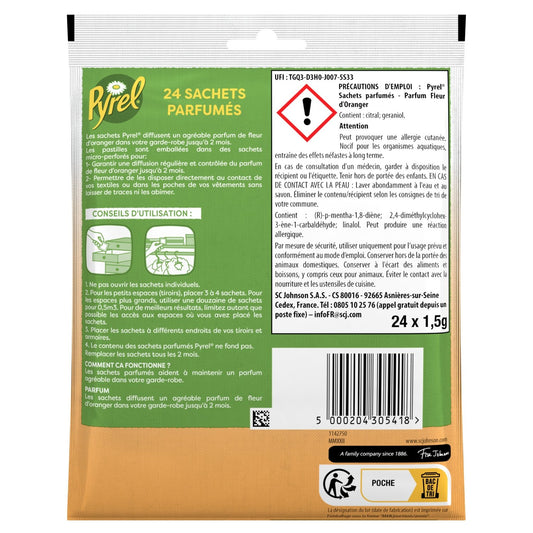 Anti-Moth Scented Sachets Orange Blossom PYREL