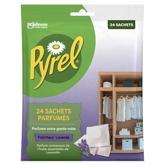 Anti-Mites Sachets Parfumés Fraîcheur Lavande PYREL les 24 sachets