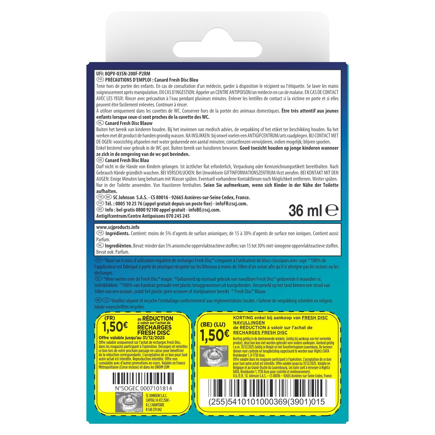 Bloc WC Fresh Disc Eau Bleue CANARD WC 