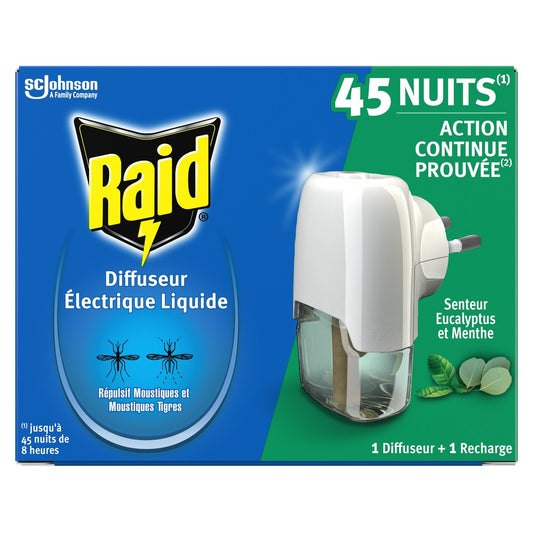 Anti-Moustiques Diffuseur Répulsif Moustiques à l'Eucalyptus et Menthe RAID le diffuseur