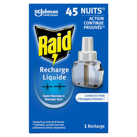 Anti-Moustiques Recharge Répulsif Liquide Sans Parfum Action Continue Max RAID la recharge
