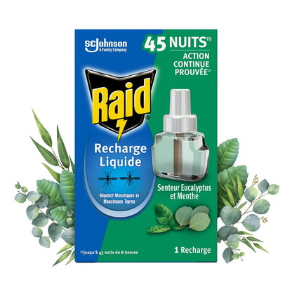 Anti-Mosquito Repellent Refill Eucalyptus and Mint Scent Continuous Action RAID