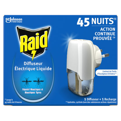 Anti-Moustiques Répulsif Diffuseur et Recharge Liquide Sans Parfum Ajouté RAID