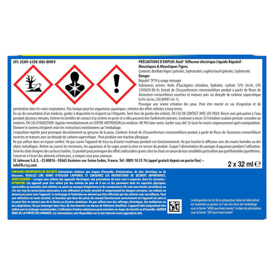 Anti-Moustiques Diffuseur et Recharge Électrique Liquide Sans Parfum Action Continue Max RAID