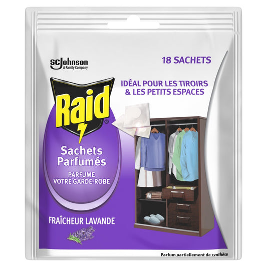 Anti-Mites Sachets Parfumés Fraîcheur Lavande RAID le sachet de 18 pastilles