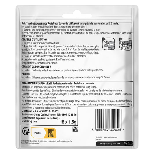 Anti-Mites Sachets Parfumés Fraîcheur Lavande RAID