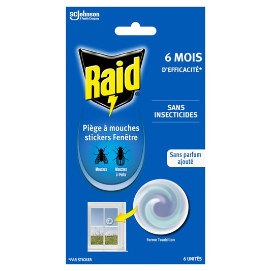 Anti-Mouches Sticker Piège Fenêtre Sans Parfum RAID les 6 stickers