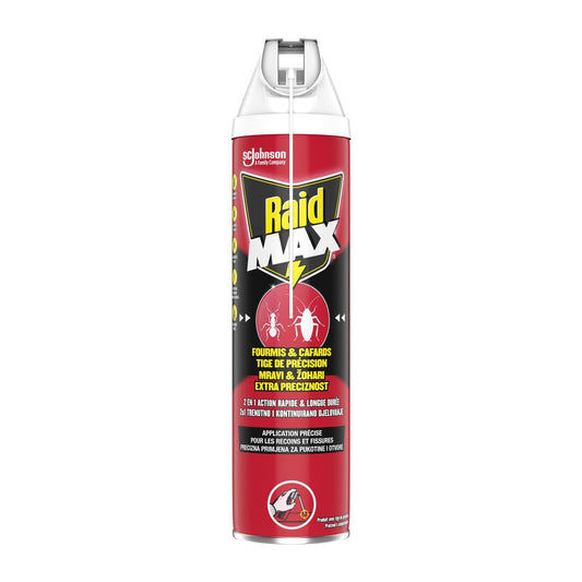 Anti-Rampants Spray Anti-Fourmis et Cafards Action Rapide et Continue Max RAID l'aérosol de 400mL
