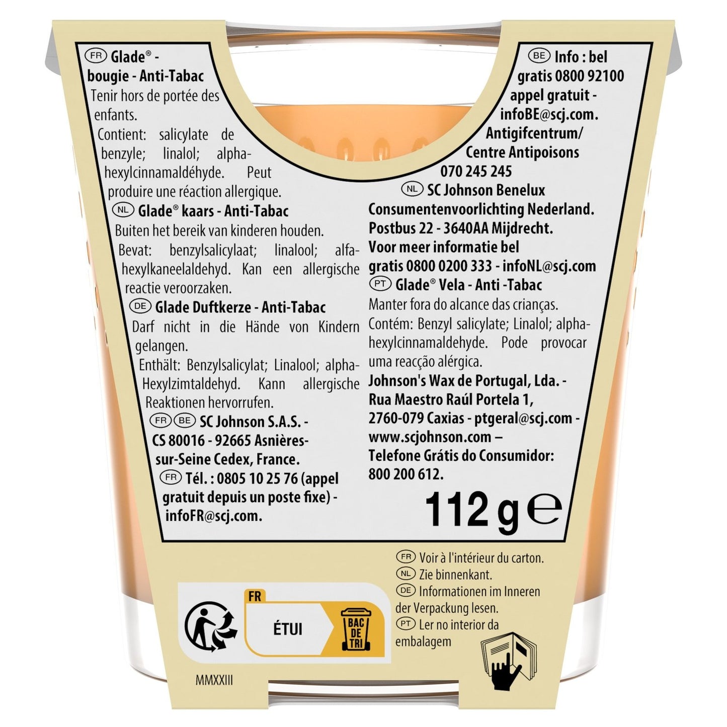 Bougie Anti Tabac aux Huiles Essentielles GLADE