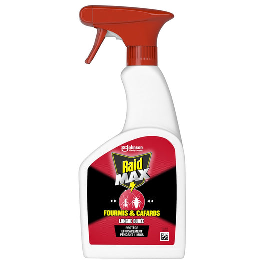 Insecticide Spray Anti-Fourmis et Anti-Cafards Action Longue Durée RAID le spray de 500mL