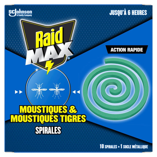 Anti-Moustiques Spirale et Moustiques Tigres Protection Extérieure RAID le paquet de 10 spirales