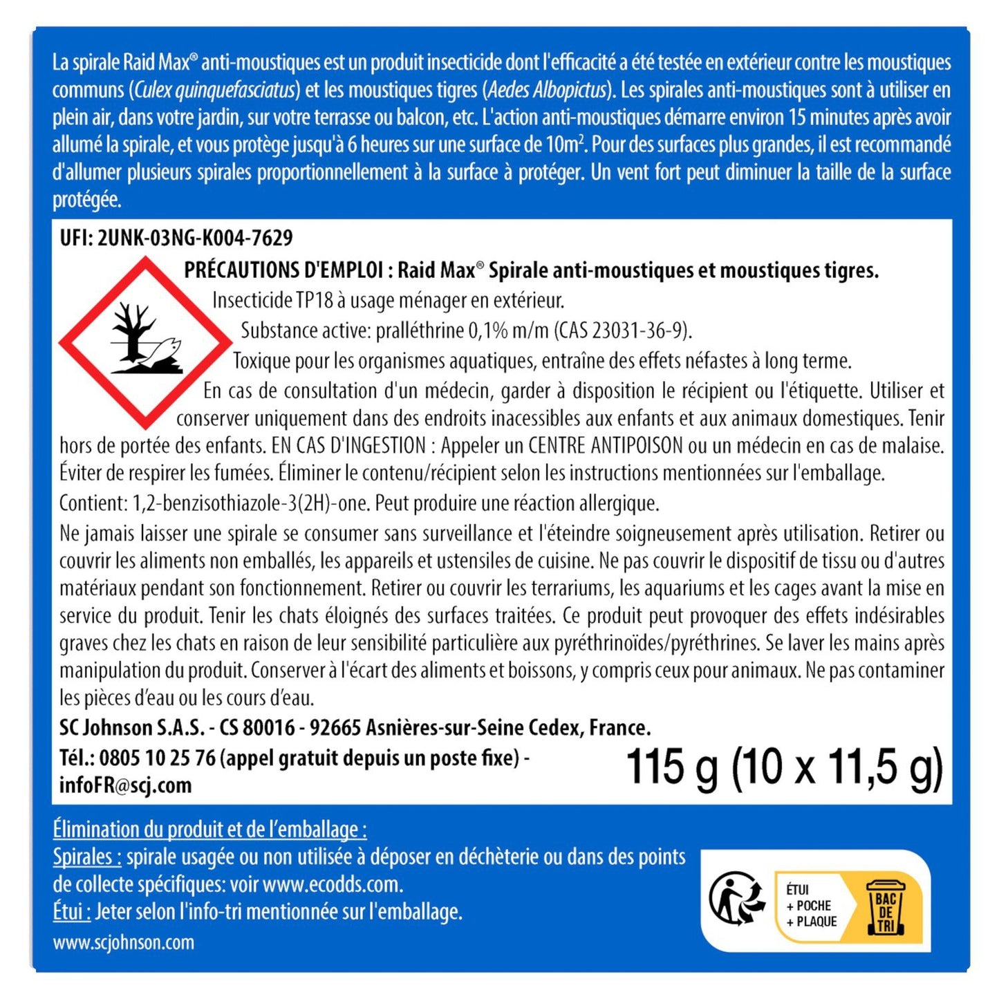 Anti-Moustiques Spirale et Moustiques Tigres Protection Extérieure RAID