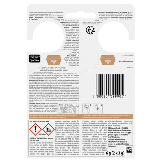 Anti-Mite Gel Cedarwood Scent Max RAID