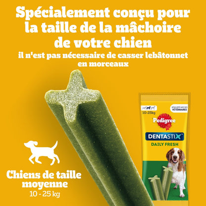 Bâtonnet à Mâcher pour Chien Medium +10kg Hygiène Bucco Dentaire Fraîcheur Dentastix Fresh PEDIGREE